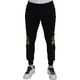 Black Polyester Skinny Jogger Men Pants
