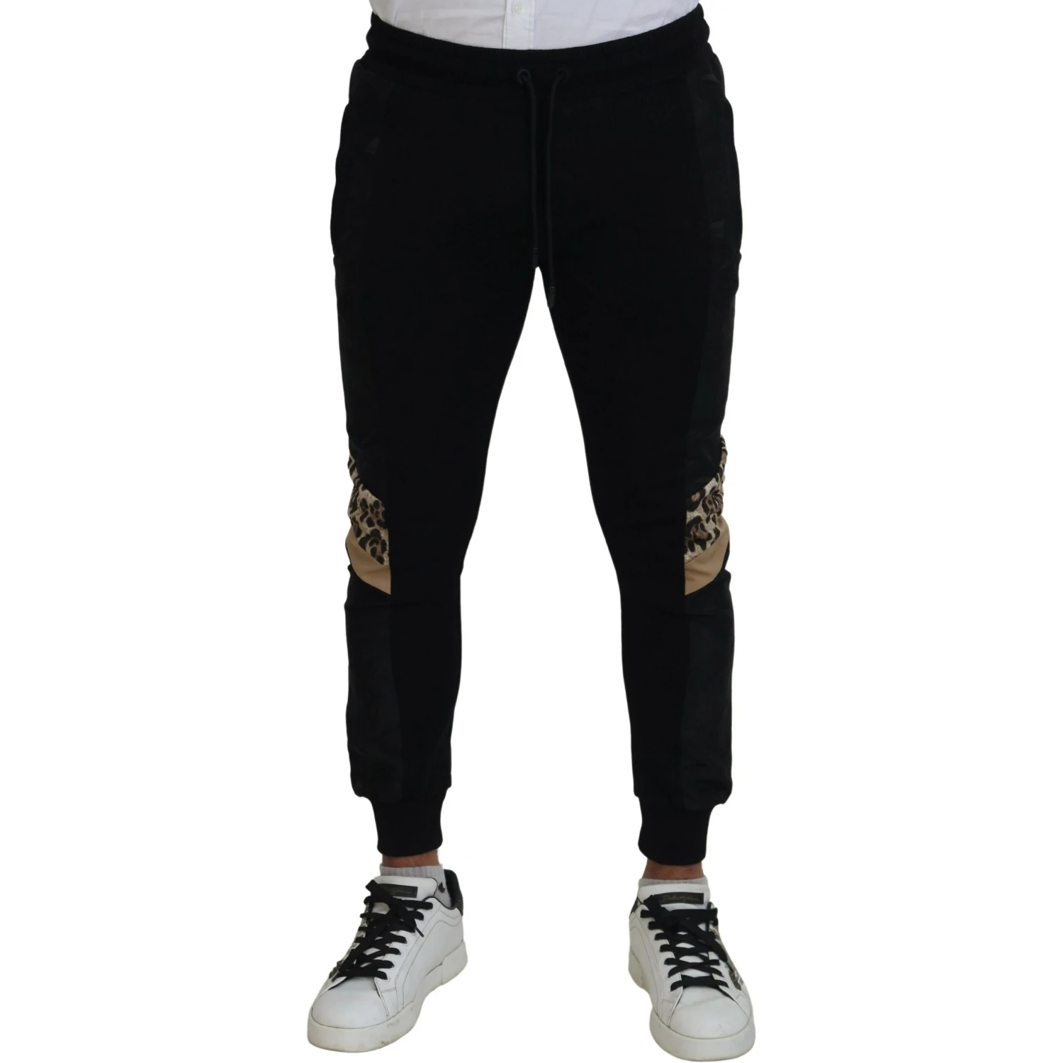 Black Polyester Skinny Jogger Men Pants
