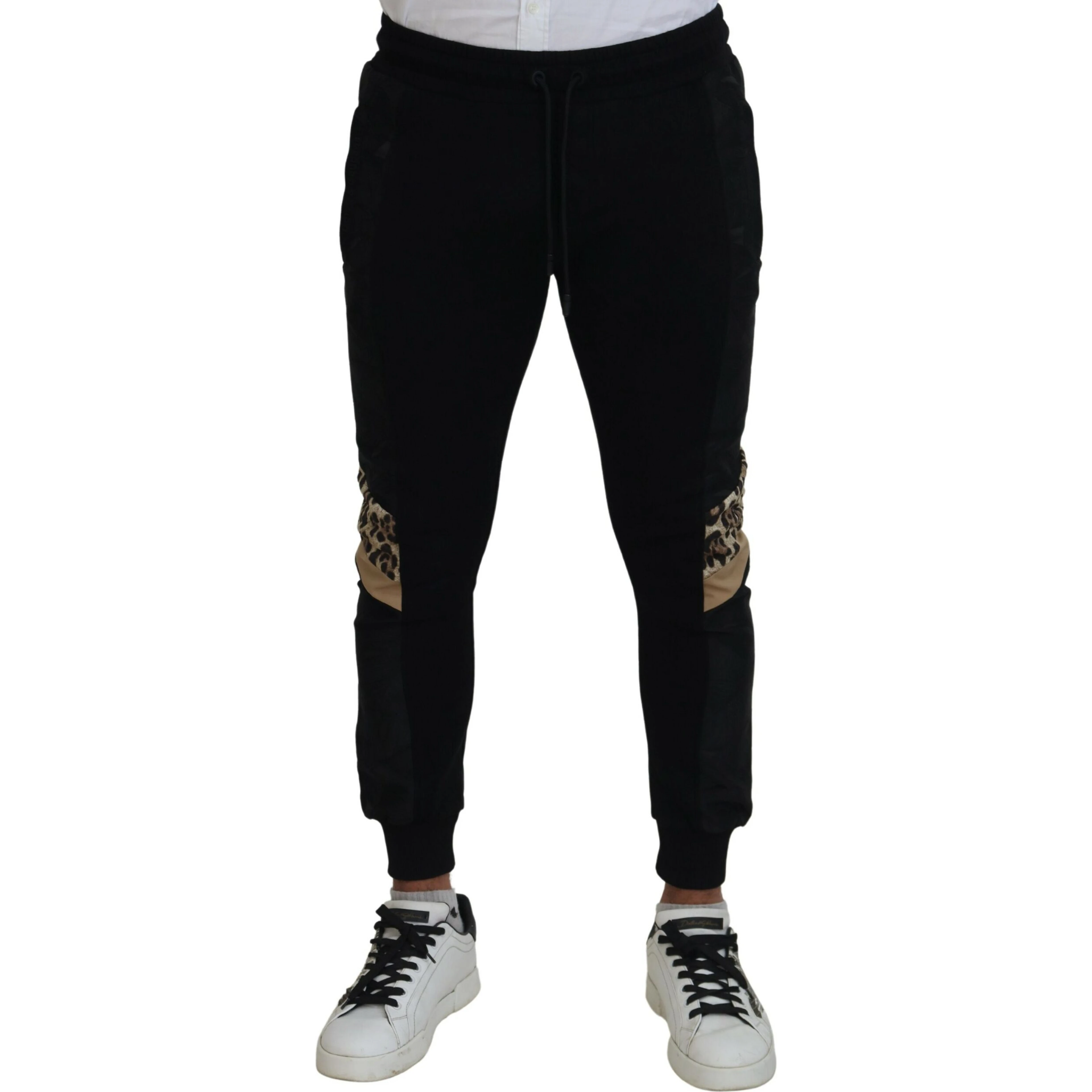 Black Polyester Skinny Jogger Men Pants