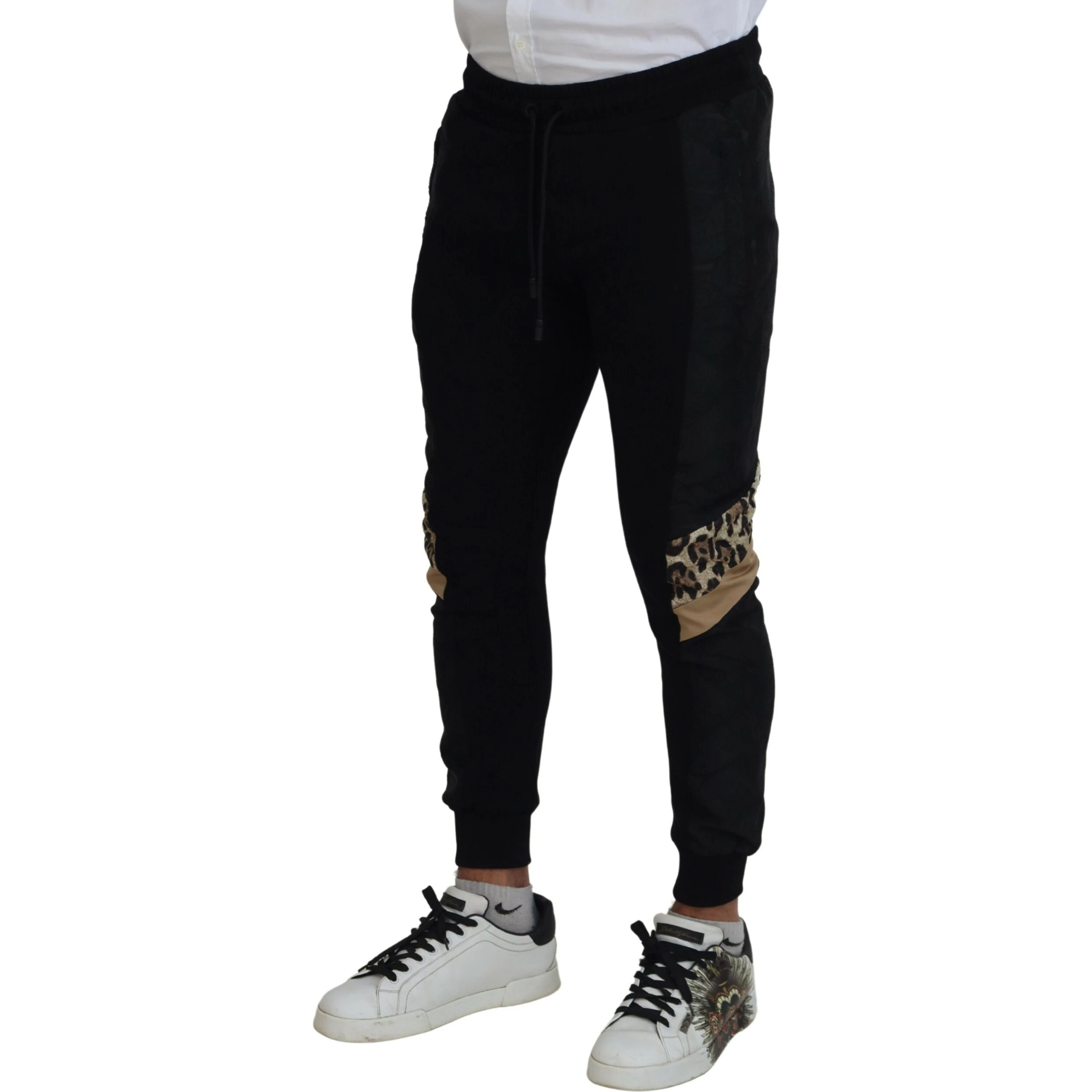 Black Polyester Skinny Jogger Men Pants