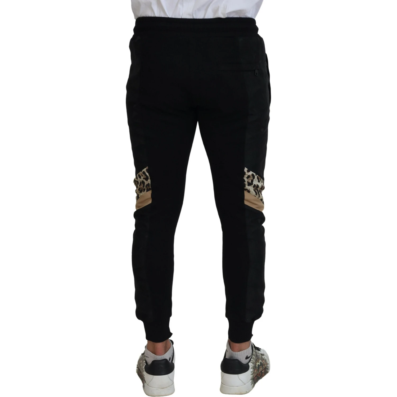 Black Polyester Skinny Jogger Men Pants