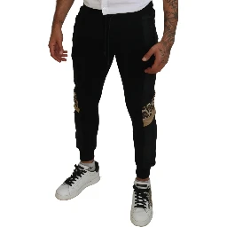 Black Polyester Skinny Jogger Men Pants