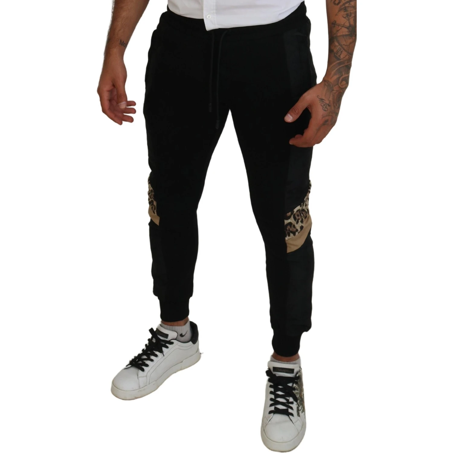 Black Polyester Skinny Jogger Men Pants