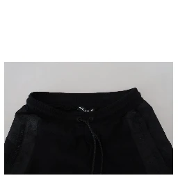 Black Polyester Skinny Jogger Men Pants