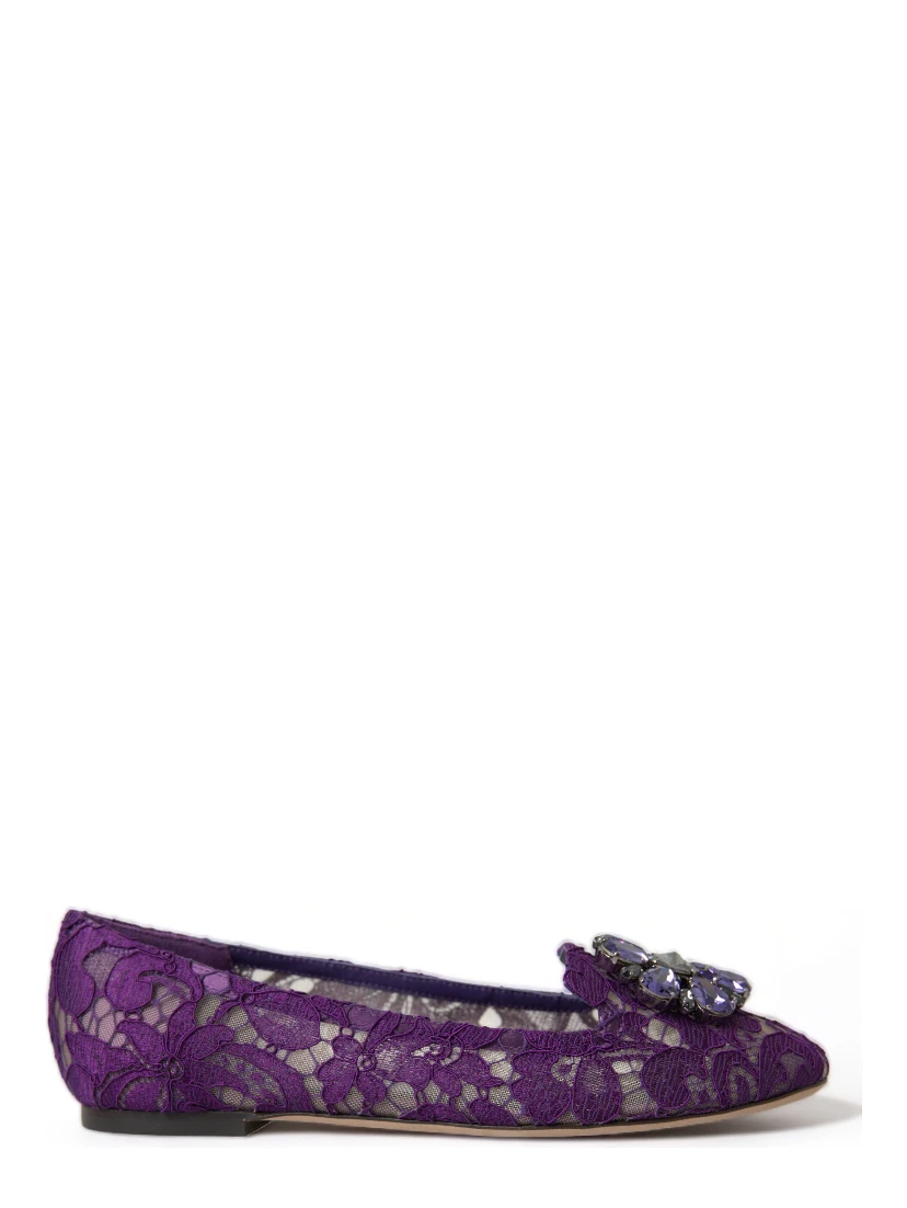 Purple Vally Taormina Lace Crystals Flats Shoes