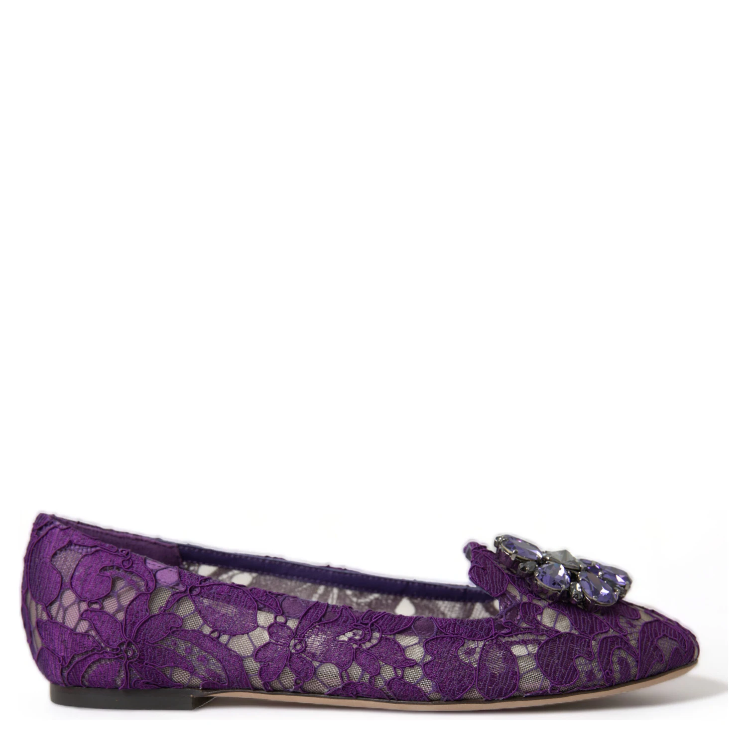 Purple Vally Taormina Lace Crystals Flats Shoes