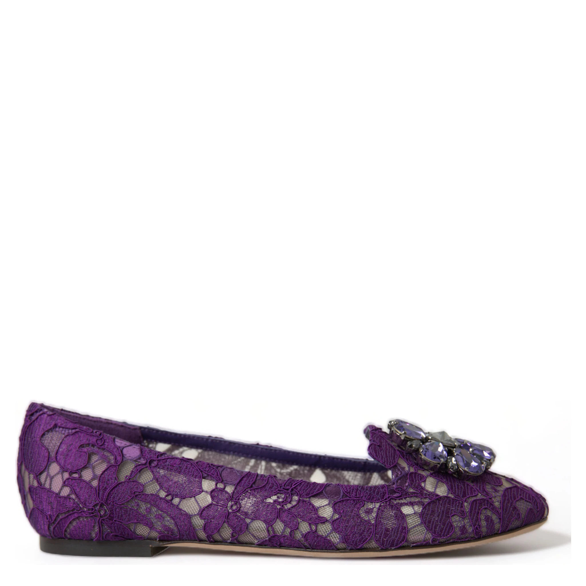 Purple Vally Taormina Lace Crystals Flats Shoes