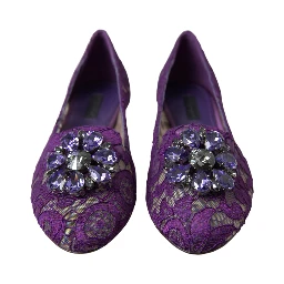 Purple Vally Taormina Lace Crystals Flats Shoes