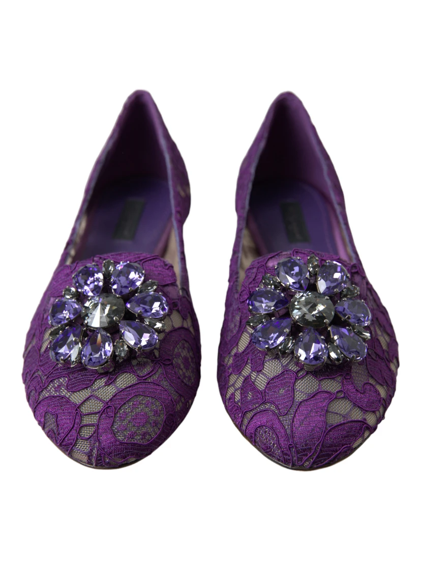 Purple Vally Taormina Lace Crystals Flats Shoes