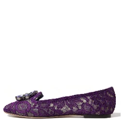Purple Vally Taormina Lace Crystals Flats Shoes