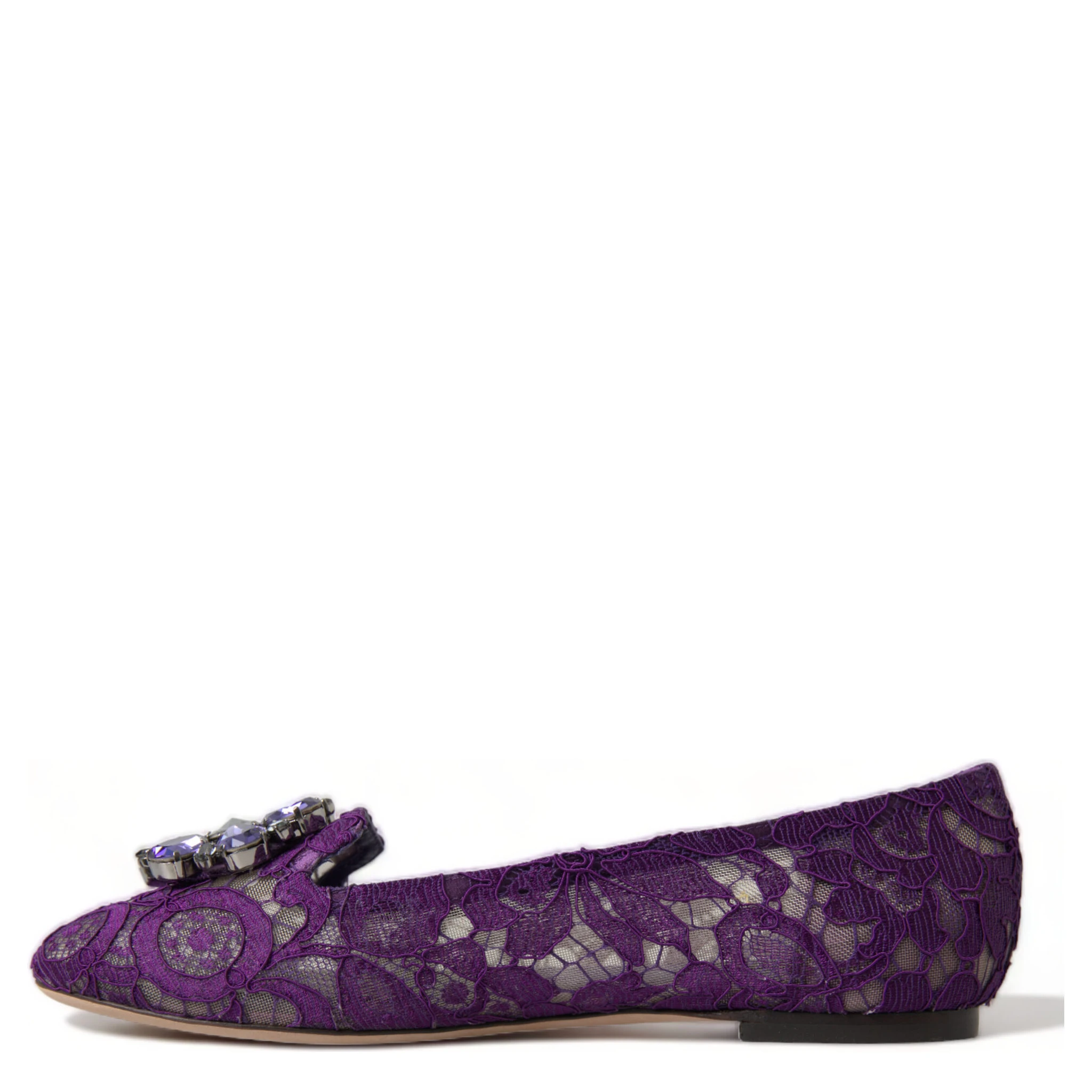 Purple Vally Taormina Lace Crystals Flats Shoes