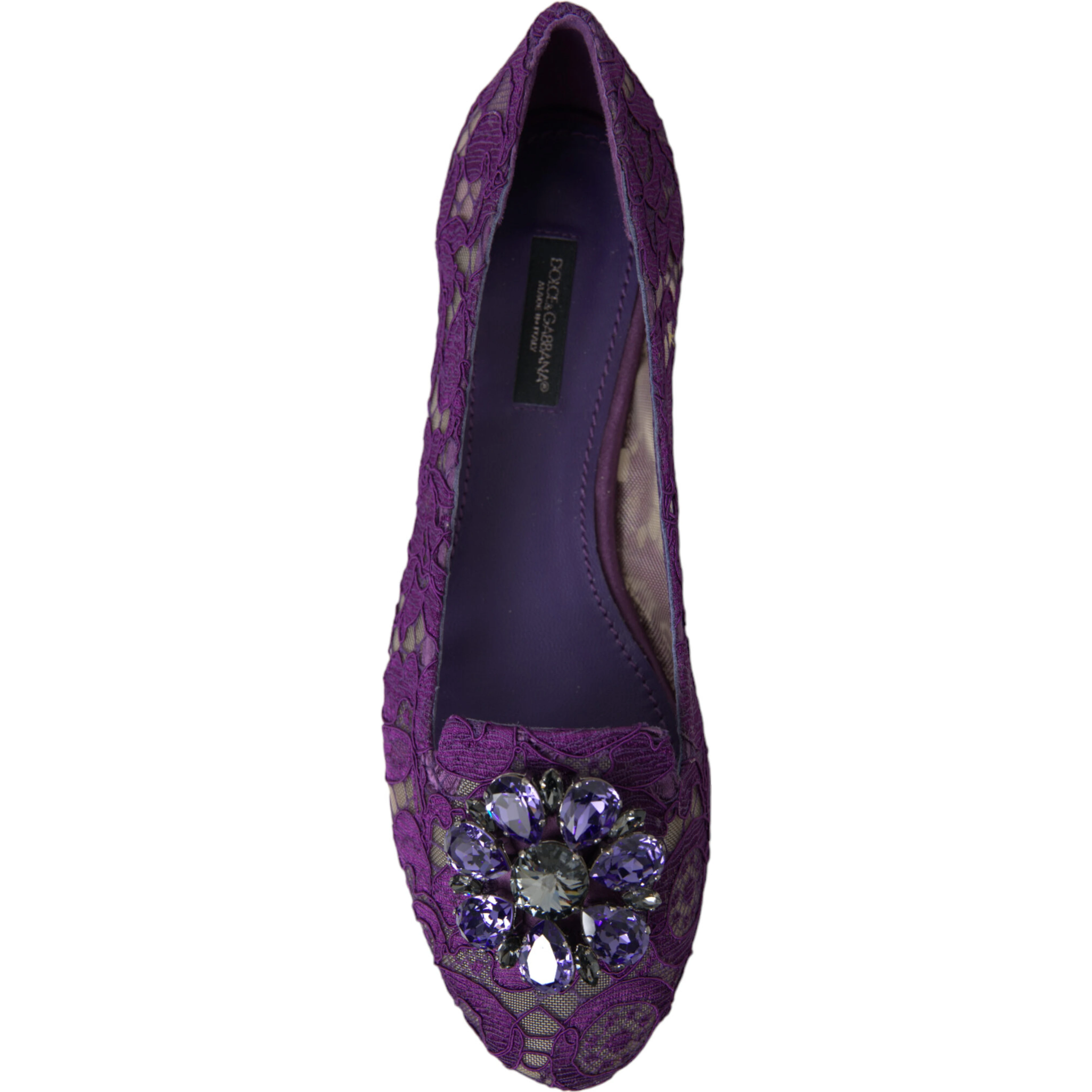 Purple Vally Taormina Lace Crystals Flats Shoes