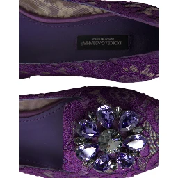 Purple Vally Taormina Lace Crystals Flats Shoes