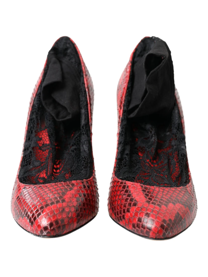 Red Ayers Leather Lace Socks Pumps Shoes