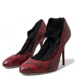 Red Ayers Leather Lace Socks Pumps Shoes