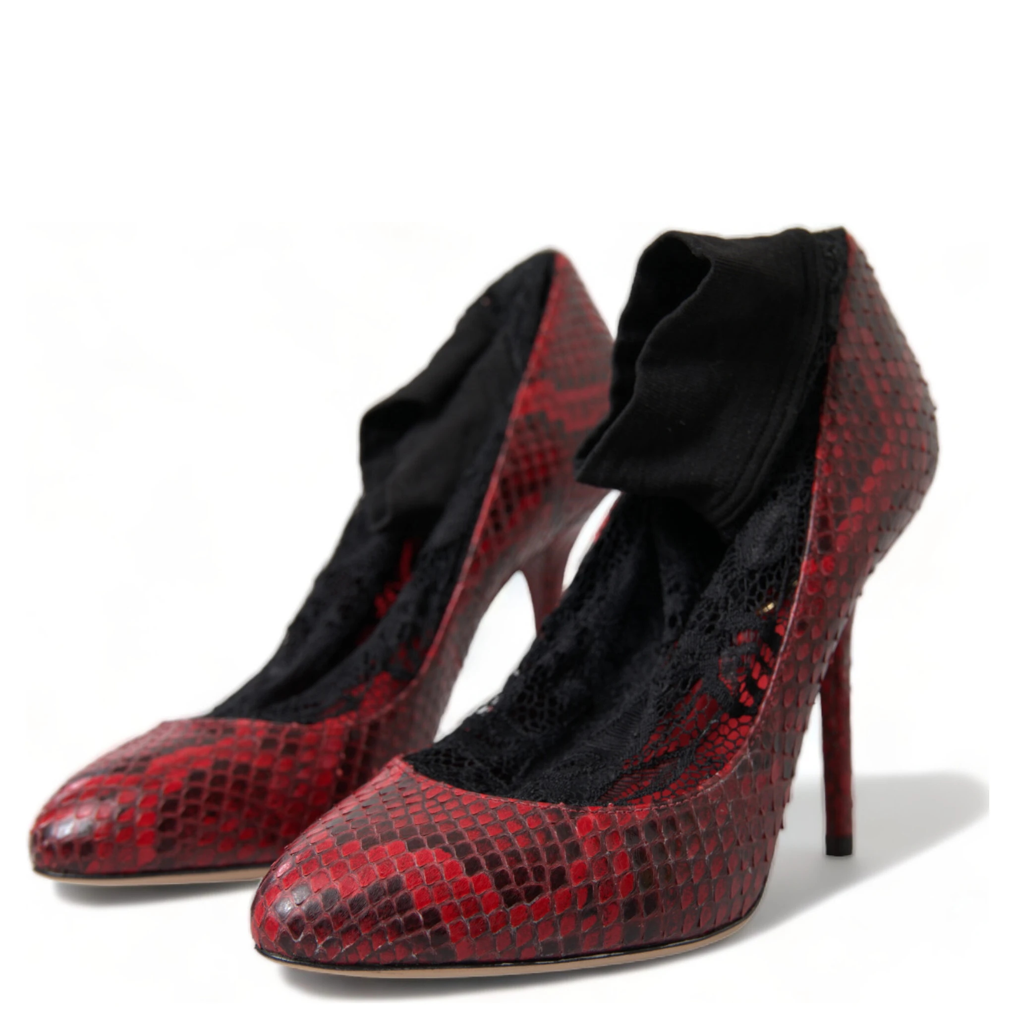 Red Ayers Leather Lace Socks Pumps Shoes