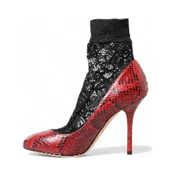 Red Ayers Leather Lace Socks Pumps Shoes