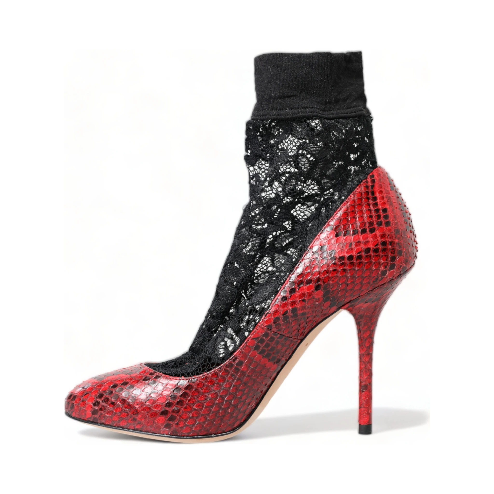 Red Ayers Leather Lace Socks Pumps Shoes