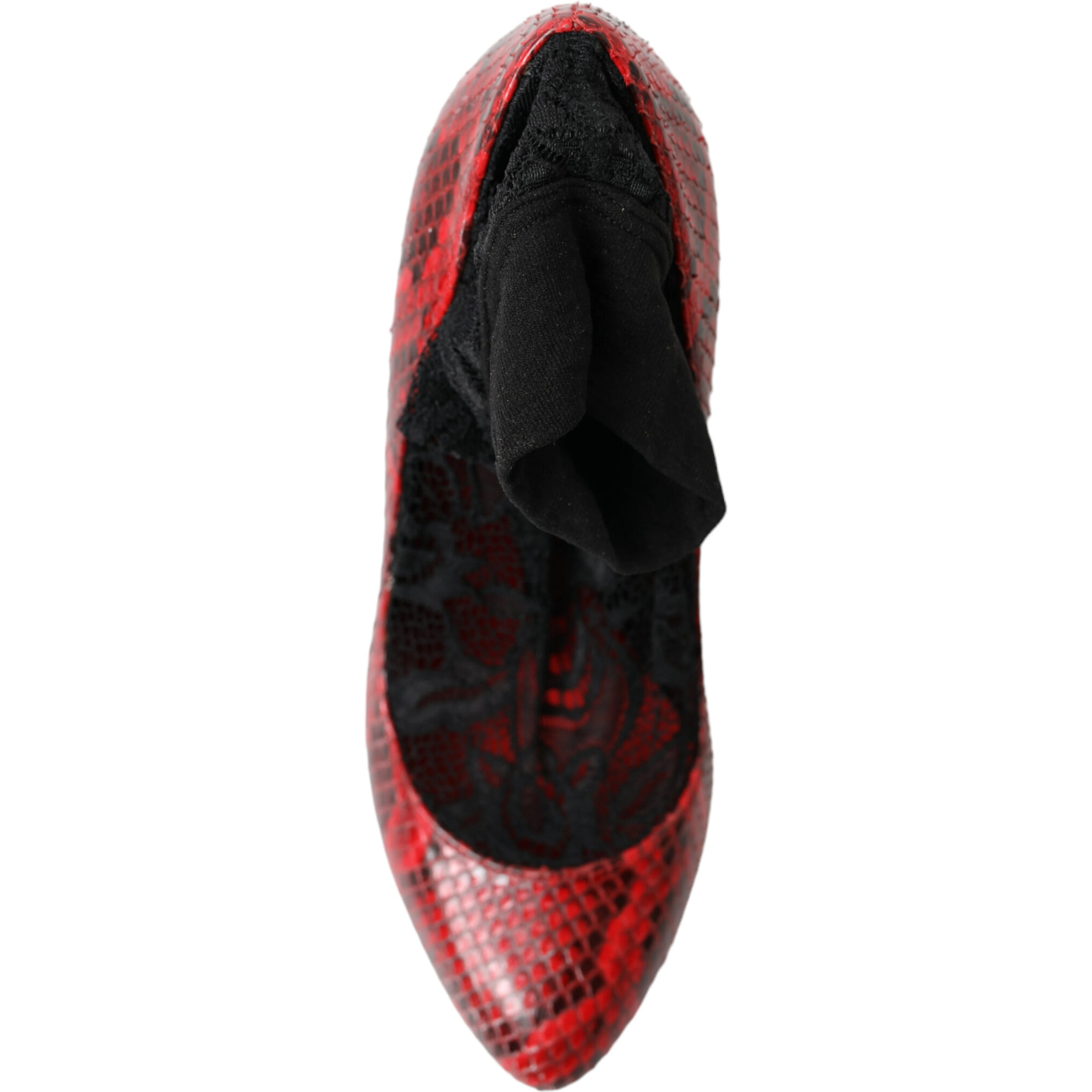 Red Ayers Leather Lace Socks Pumps Shoes