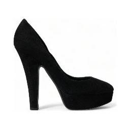 Black Suede Leather Platform Heel Pumps Shoes