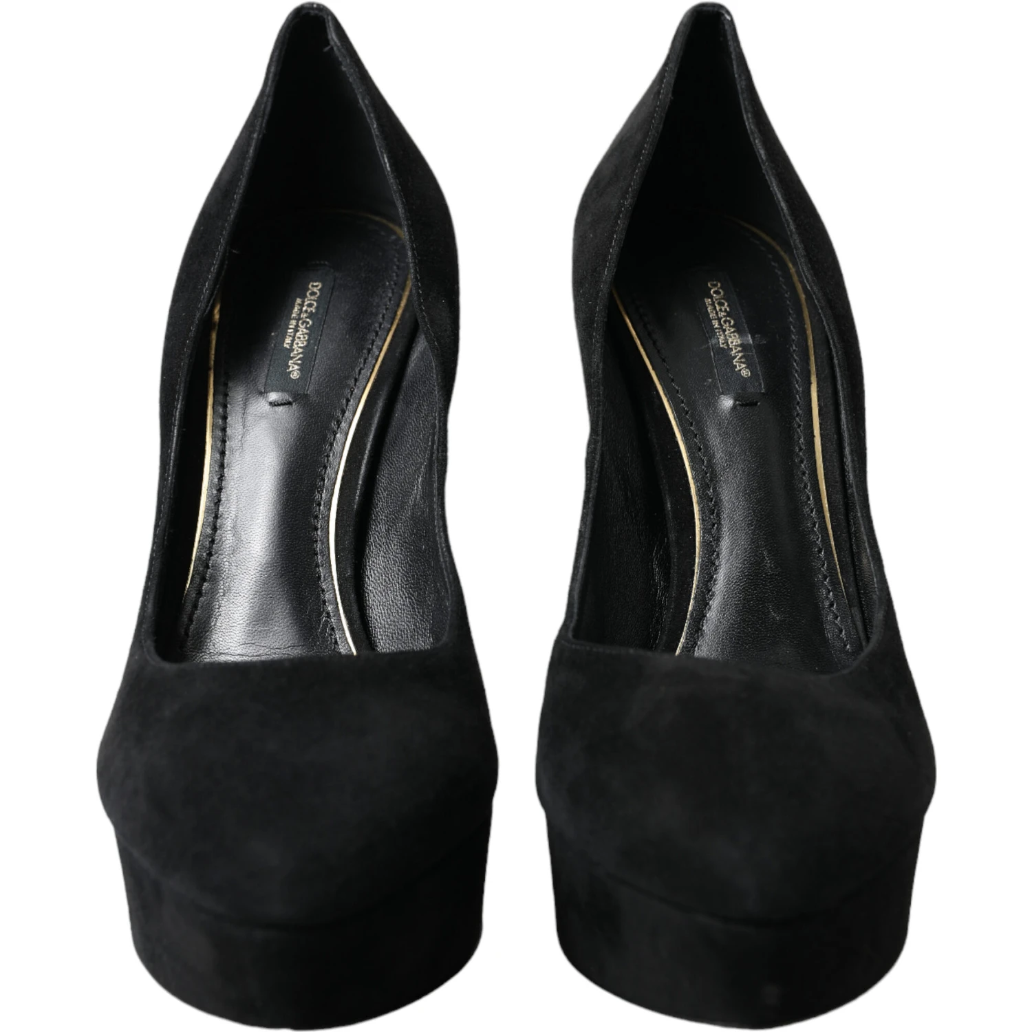 Black Suede Leather Platform Heel Pumps Shoes
