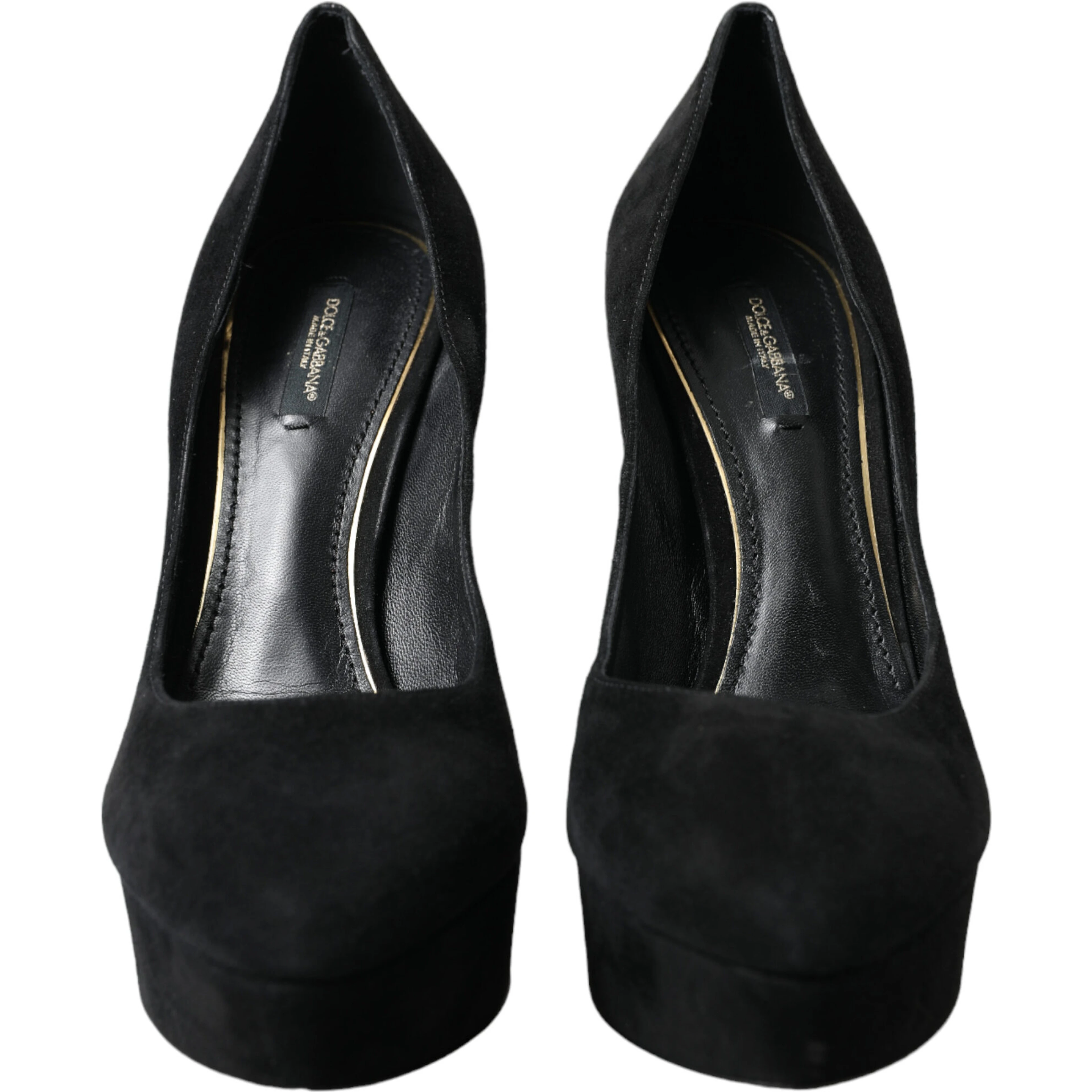 Black Suede Leather Platform Heel Pumps Shoes