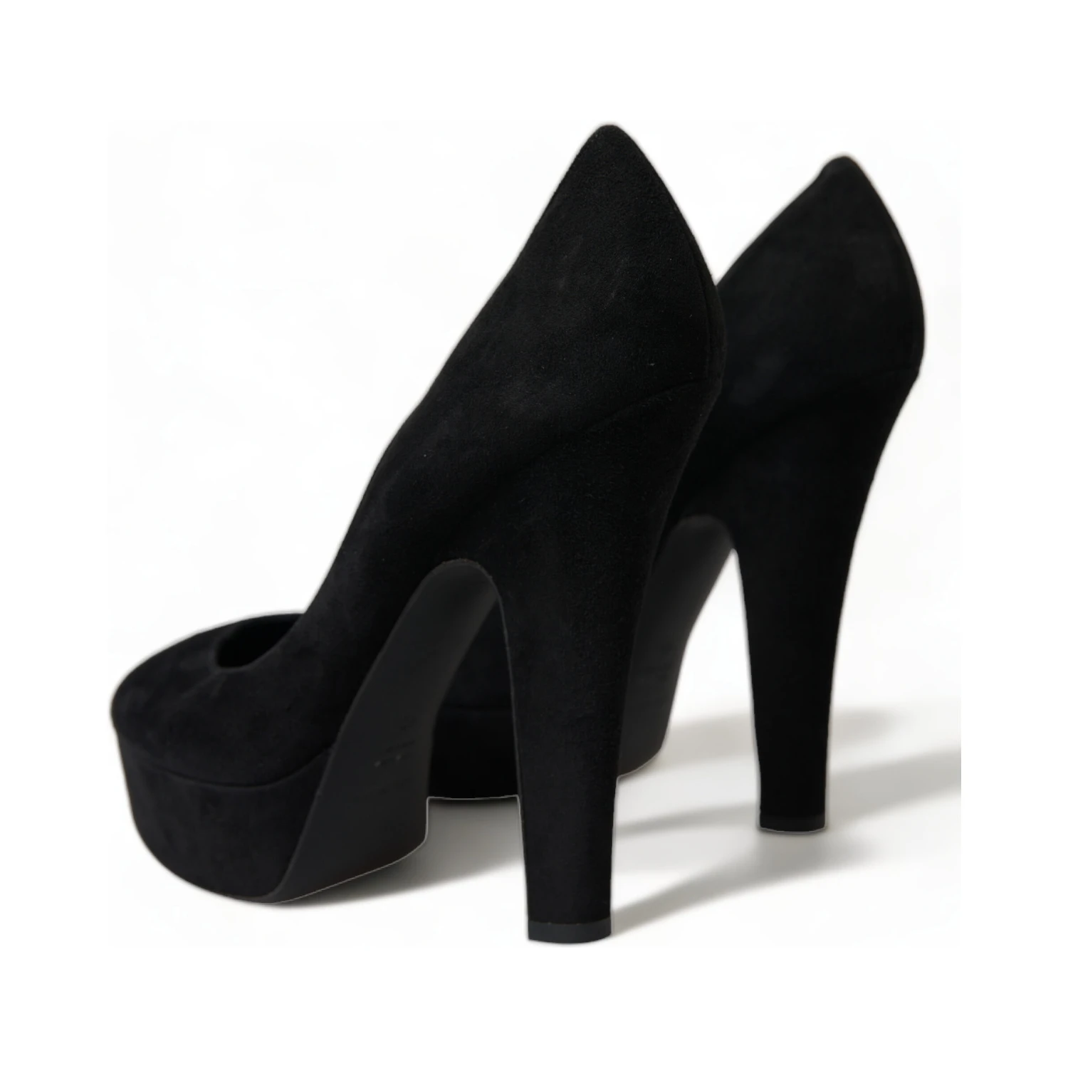 Black Suede Leather Platform Heel Pumps Shoes