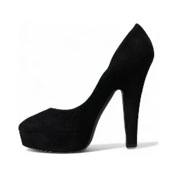 Black Suede Leather Platform Heel Pumps Shoes