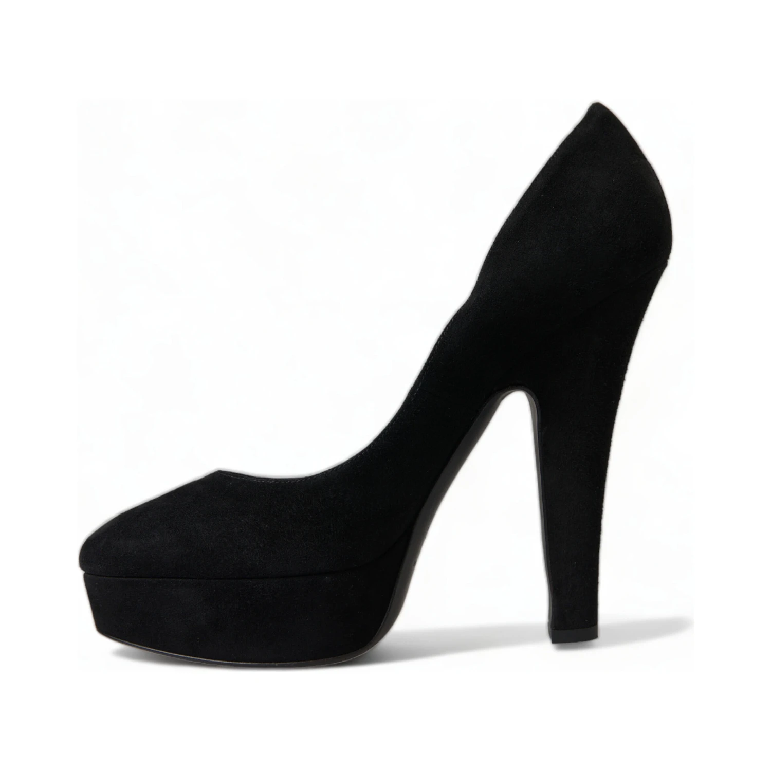 Black Suede Leather Platform Heel Pumps Shoes