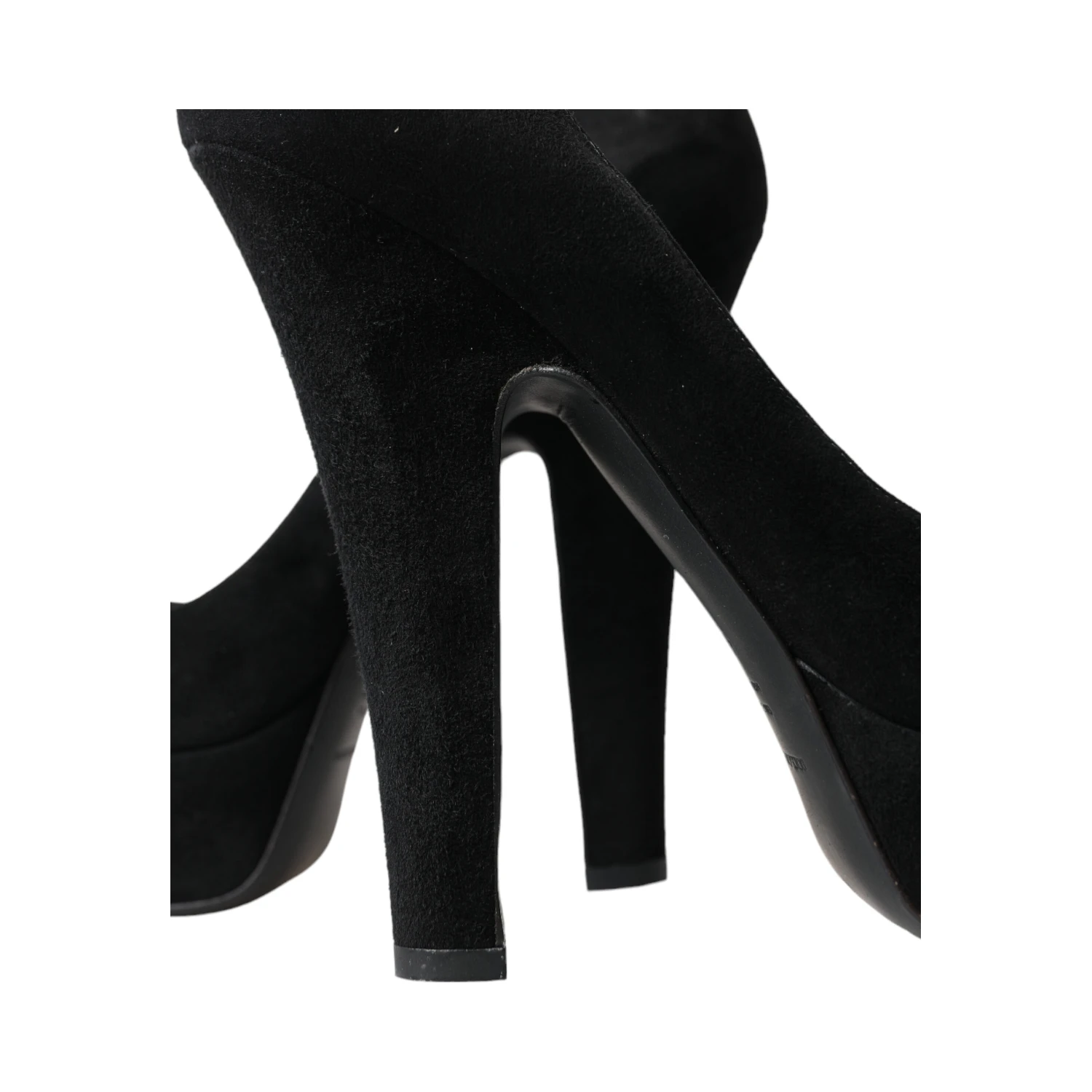 Black Suede Leather Platform Heel Pumps Shoes