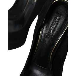 Black Suede Leather Platform Heel Pumps Shoes