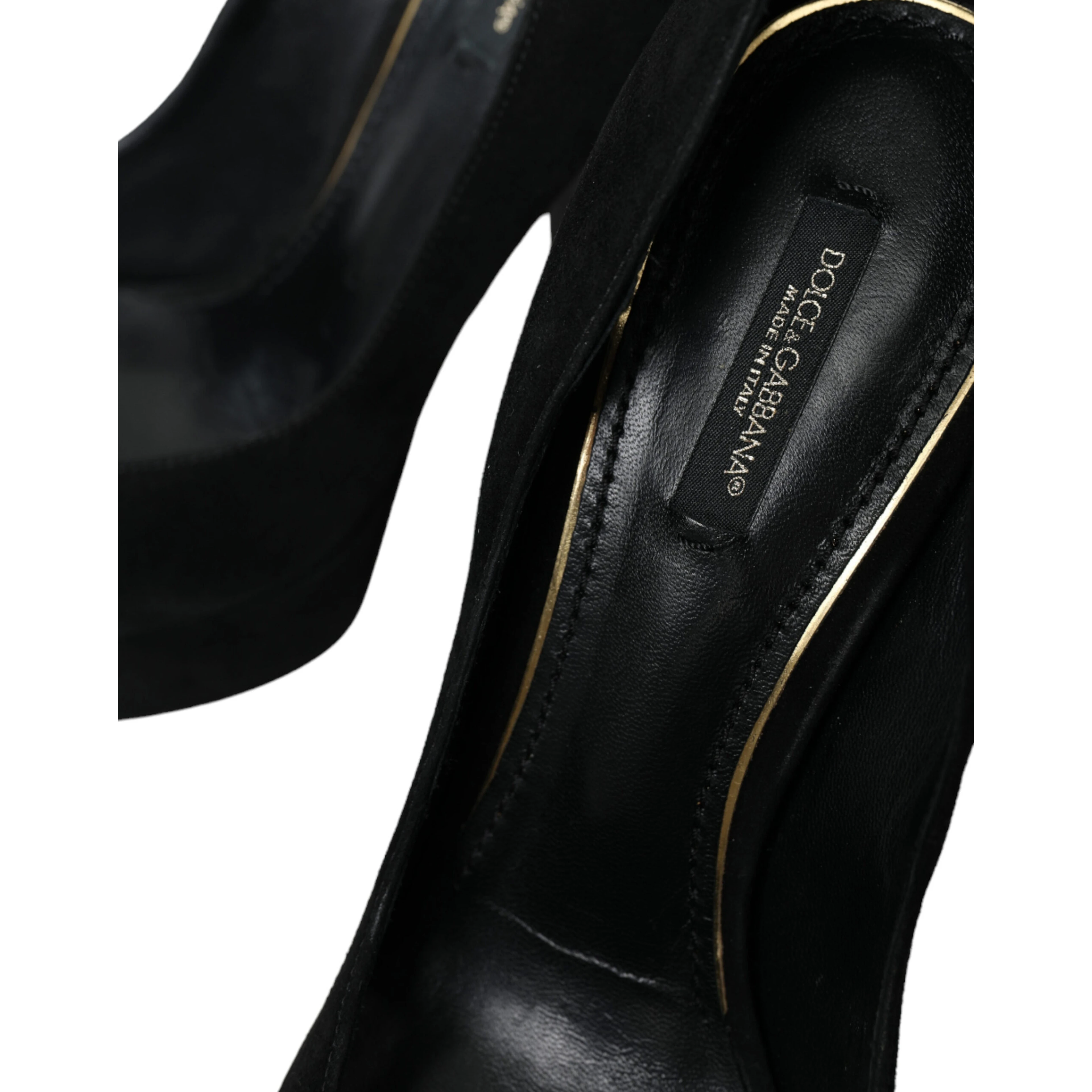 Black Suede Leather Platform Heel Pumps Shoes