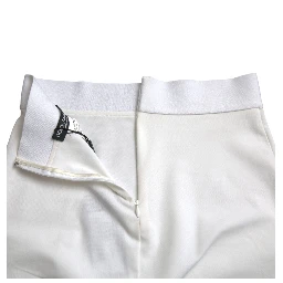 White Viscose High Waist Pencil Cut Mini Skirt