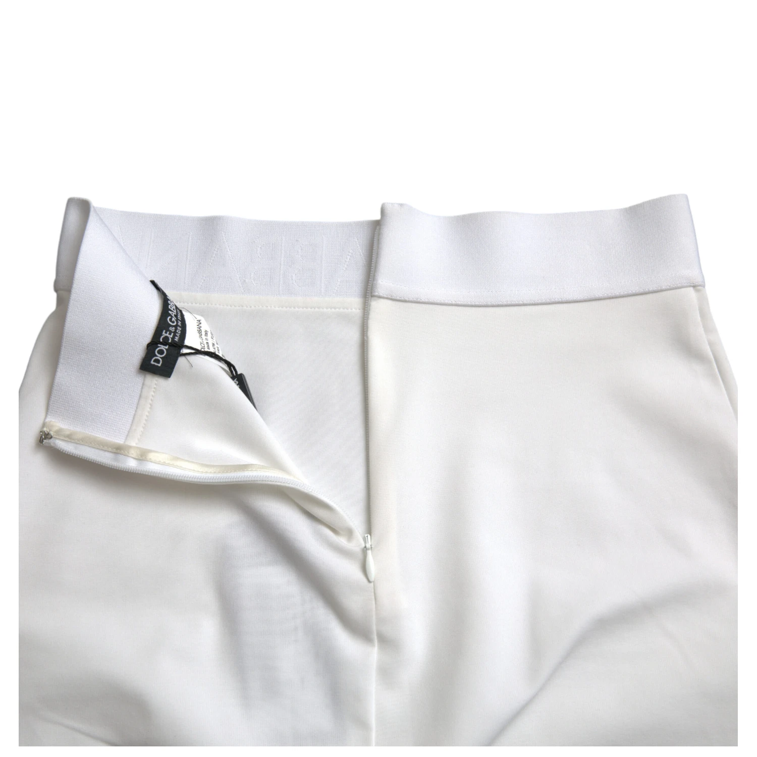 White Viscose High Waist Pencil Cut Mini Skirt