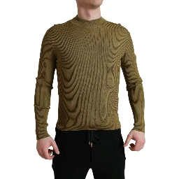 Army Green Viscose Crewneck Pullover Sweater
