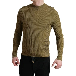 Army Green Viscose Crewneck Pullover Sweater