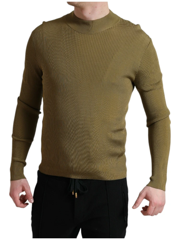 Army Green Viscose Crewneck Pullover Sweater alternative