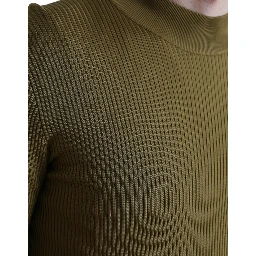 Army Green Viscose Crewneck Pullover Sweater