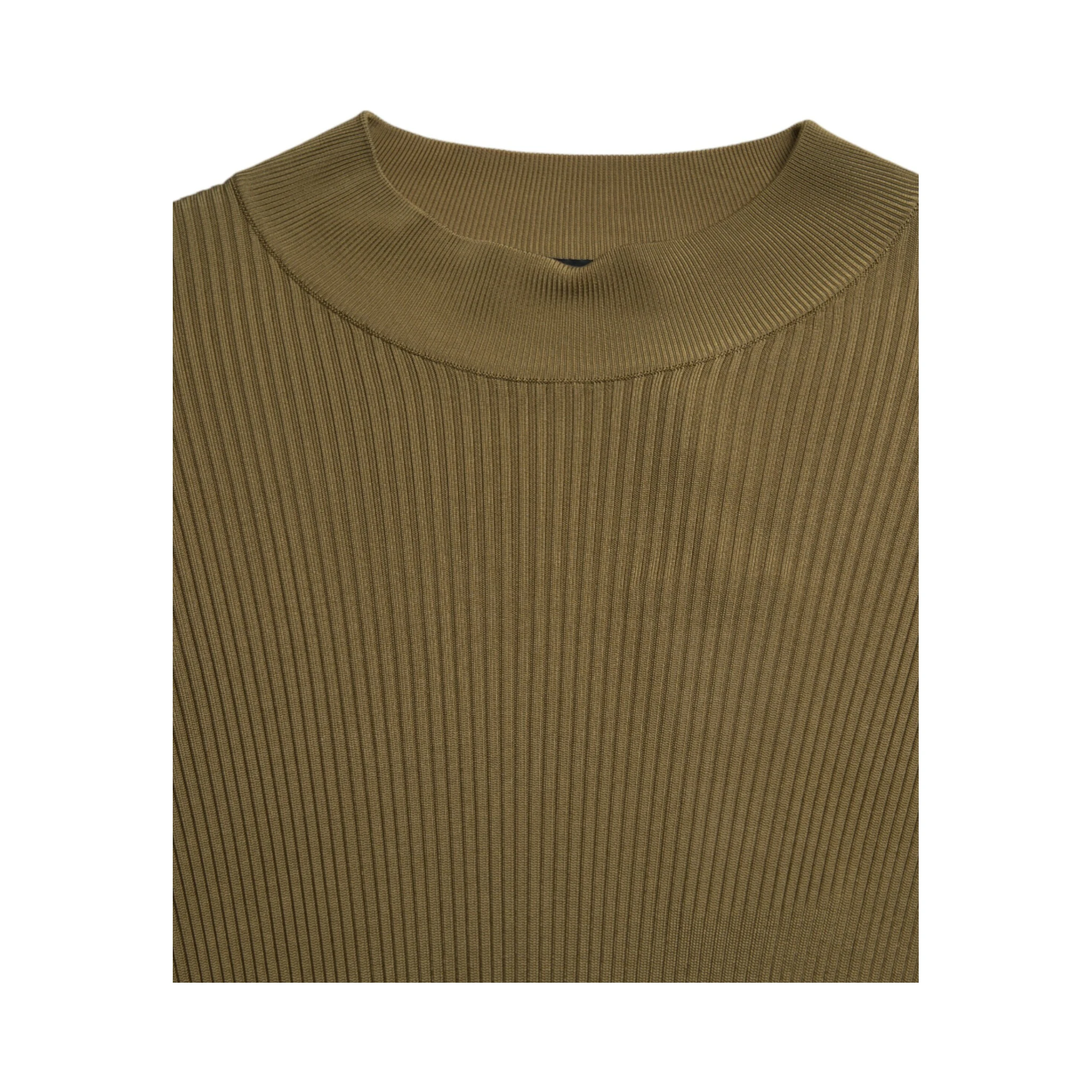 Army Green Viscose Crewneck Pullover Sweater
