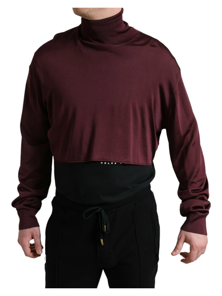 Maroon Viscose Turtleneck Pullover Sweater alternative