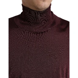 Maroon Viscose Turtleneck Pullover Sweater