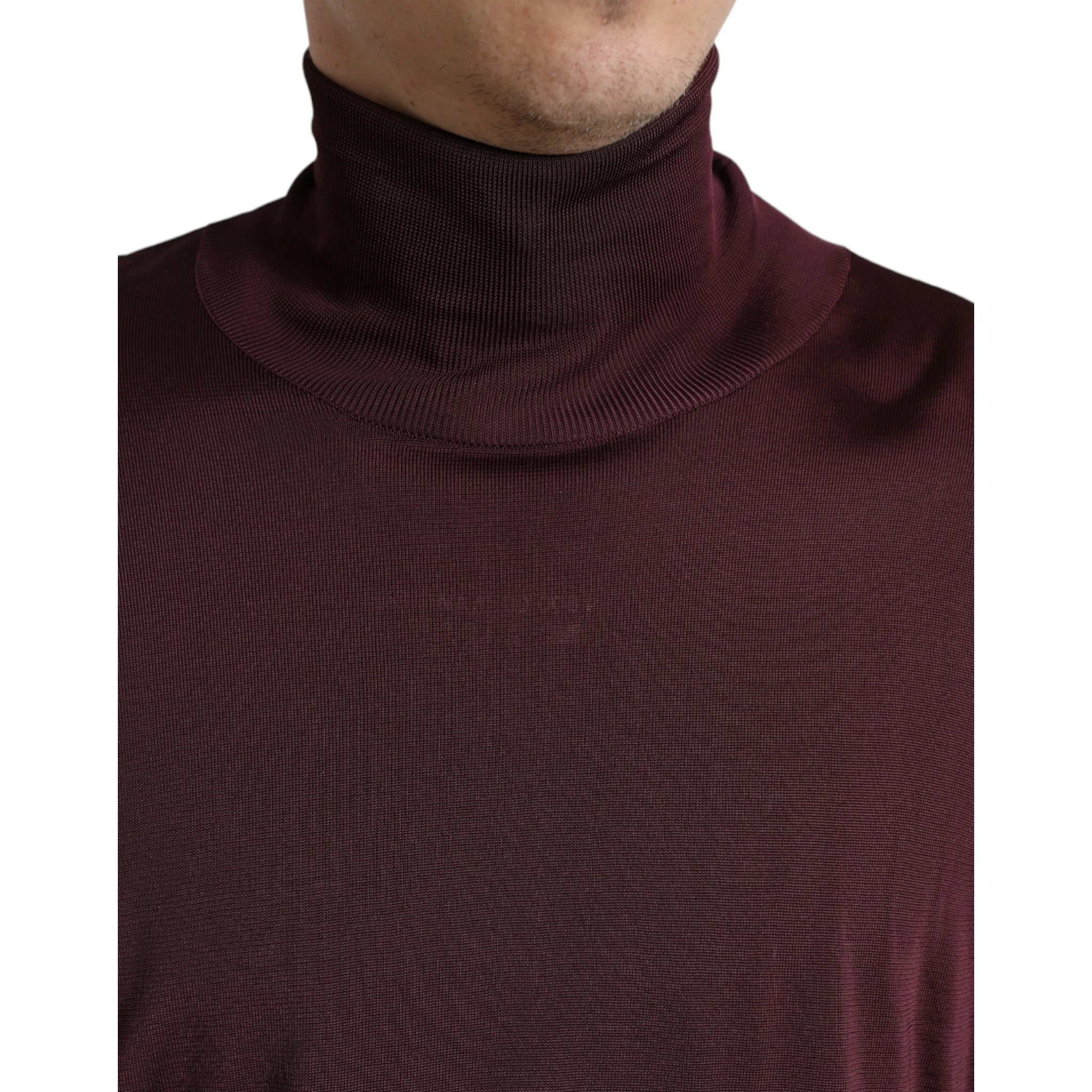 Maroon Viscose Turtleneck Pullover Sweater