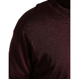 Maroon Viscose Turtleneck Pullover Sweater