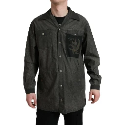 Dark Gray Cotton Collared Long Sleeves Shirt