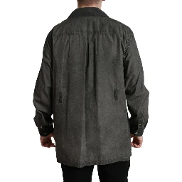 Dark Gray Cotton Collared Long Sleeves Shirt