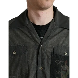 Dark Gray Cotton Collared Long Sleeves Shirt