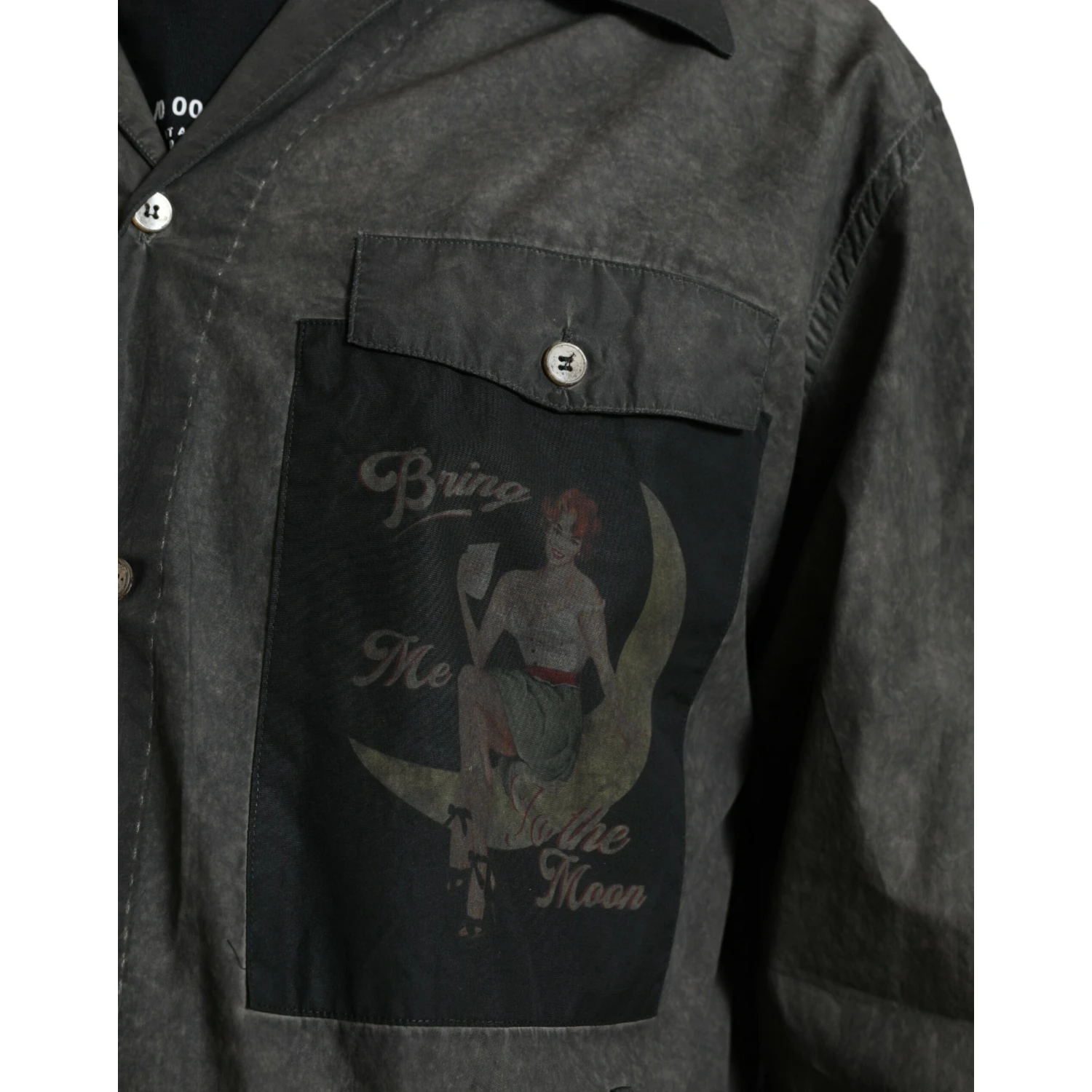 Dark Gray Cotton Collared Long Sleeves Shirt