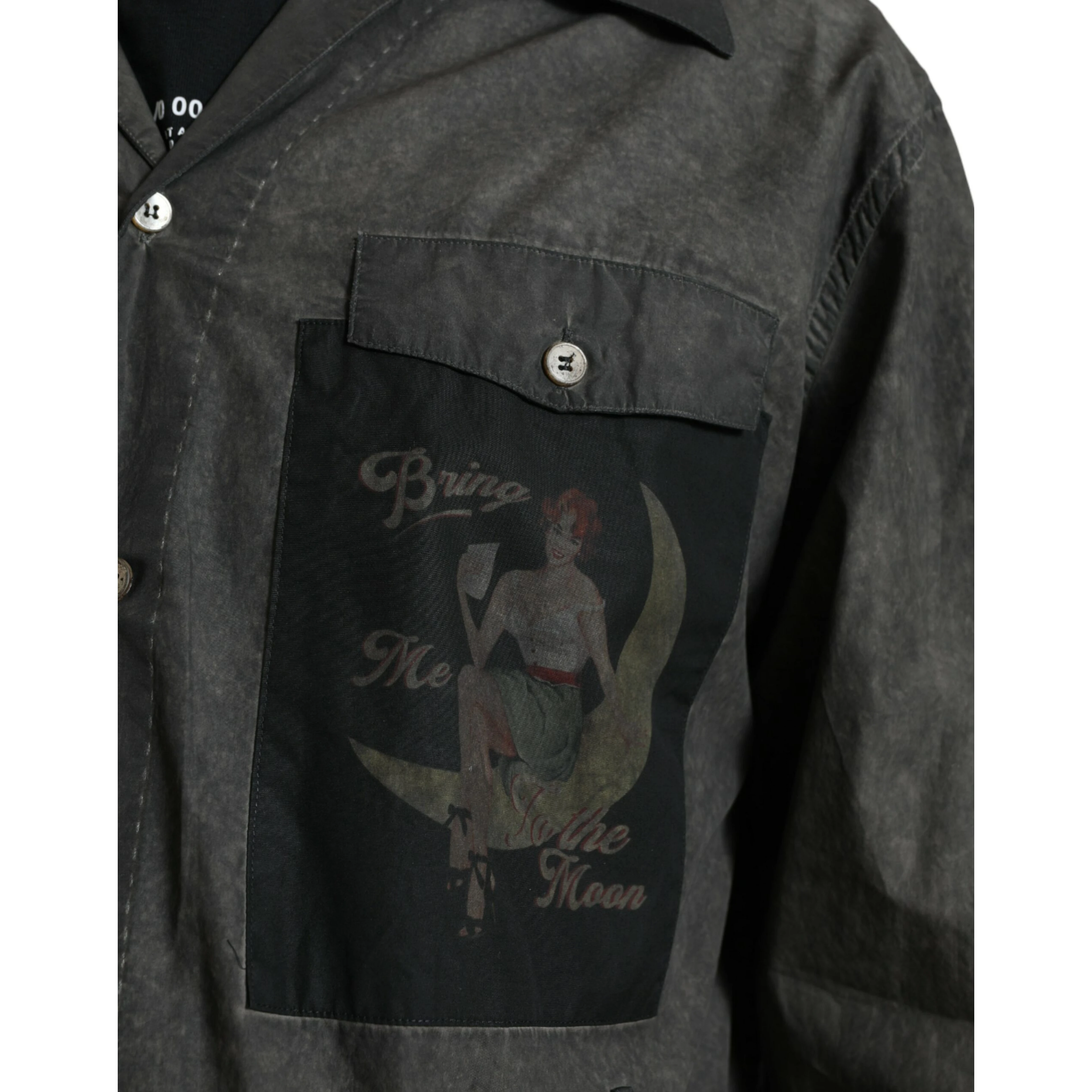 Dark Gray Cotton Collared Long Sleeves Shirt