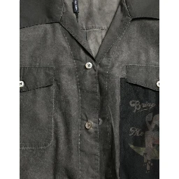 Dark Gray Cotton Collared Long Sleeves Shirt