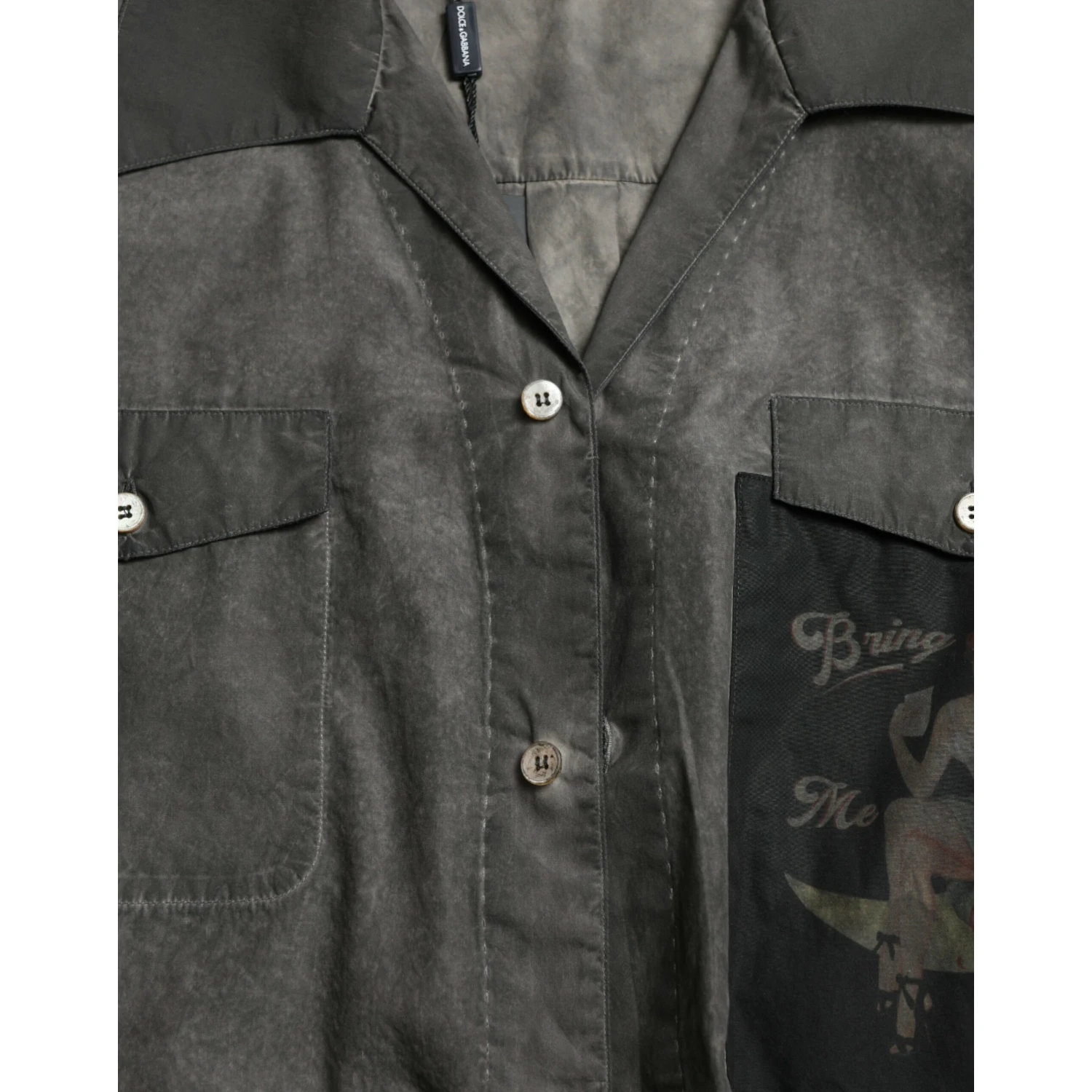 Dark Gray Cotton Collared Long Sleeves Shirt